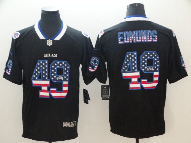 Men Buffalo Bills 49 Edmunds Nike USA Flag Fashion Black Color Rush Limited NFL Jerseys